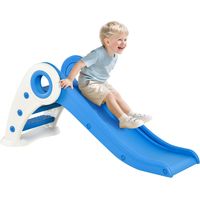 HOMCOM Tobogán Infantil de 18-36 Meses Tobogán para Niños Plegable con Escaleras Rampa Larga para Jardín Parque Interiores 120x50x56 cm Azul