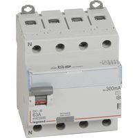 Legrand – Interrupteur différentiel 4P 63A AC 300mA – Type AC pour protection contre les fuites de courant – Tétrapolaire 400V – Compatible avec modules DX3