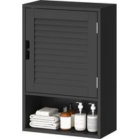 HOMCOM Pensile Bagno con Ripiano e Anta Ammortizzata 40x20x60 cm Nero