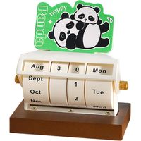 Calendrier rotatif sur socle - Accessoire photo déco Panda vert pour salon, école ou bureau