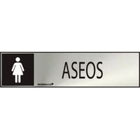 Panneau Informatif ''aseos'' Femme (inox Adhesif 0.8mm) 5x20cm