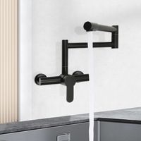 Schwarz 304 Edelstahl Wandmontage 360° Küchenarmatur Drehbar Wasserhahn Faltbar