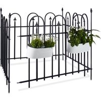 Relaxdays – Clôture de jardin en métal – Lot de 4 panneaux 93 x 120 cm – Fer forgé noir – Design rétro gothique – Idéale pour délimiter terrain