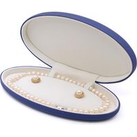 Boîte à collier en velours pour femme, collier de perles, boîte de rangement en cuir PU, vitrine pour bijoux, collier de perles, boucles d'oreilles pour mariage, anniversaire, Saint-Valentin, 21,5 x 1