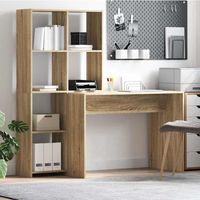 Vidaxl – Bureau droit avec étagères en bois d'ingénierie – Dimensions 138.5 x 55 x 143 cm – Design moderne pour espace de travail