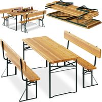 Set Birreria con 2 Panche e Tavolo Pieghevole Seduta con Schienale Salvaspazio