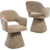 DAYALANE Dining Chairs 2Pcs in Chenille Chic Swivel Kitchen Chairs with Stylish Elegant Backrest for Living Room Restaurant Cafe, Khaki