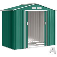 Cabane de jardin 213x130x185 cm Cobertizo Metálico de Outside para Almacenamiento de Herramientas vert Oscuro