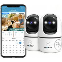 GENBOLT Caméra de Surveillance WiFi Intérieure, Caméra IP de Sécurité CCTV 360° avec Détection Humaine Intelligente et Sirène, Moniteur pour Bébé avec Vision Nocturne Couleur et Alarme Audio