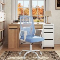 Klihome Bürostuhl ergonomisch, Drehstuhl Chefsessel mit Faltbarer Rückenlehne, drehbar und höhenverstellbar, Computerstuhl mit 360° schwenkbaren Rollen, Blau