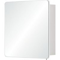 Mob-In – Armoire murale de salle de bain 60 cm – 2 étagères réglables – Miroir arrondi – PPM léger et résistant – Installation murale facile
