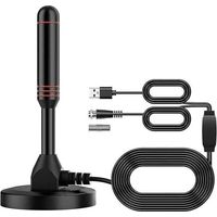 Antenne TV HD pour réception numérique terrestre (TNT) – Antenne intérieure ou extérieure avec support magnétique et câble coaxial inclus
