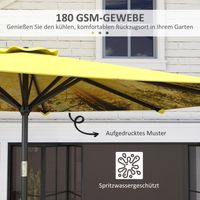 Parasol Ø300 cm, parasol à manivelle, parasol octogonal de balcon, jaune