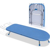 Mini Planche à repasser de table - XIIW - Table à repasser compacte, Pliable, avec repose-fer Crochet de suspension, idéale petits espaces dortoirs et voyages, 83 x 31 cm, Bleu