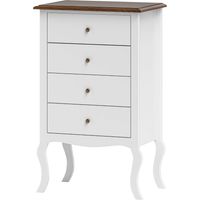Cómoda 4 cajones anti-vuelco cajonera salón pasillo 60x40x98.5 cm blanco roble