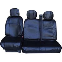Housses universelles 2+1 pour sièges avant de voiture/van en simili cuir, couleur noire