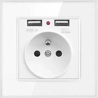 Prise Electrique Murale avec Double USB - Chargeur pour iPhone/Android prise française