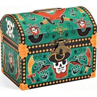 Djeco Salvadanaio Cofanetto colorato motivi pirati legno cartone