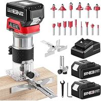 Avhrit Akku Kantenfräser mit 2 x 4.0Ah Batterien, Akku Oberfräse, bürstenloser, tragbarer Handfräser für die Holzbearbeitung, Akku-Holztrimmer mit 15-teiligem 1/4"-Fräser-Set