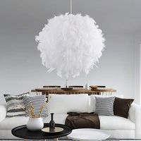 Moderne Pendelleuchte, 40cm Hängelampe aus Federn Kugel Lampenschirm E27 LED Deckenleuchte für Schlafzimmer, Wohnzimmer, Kinderzimmer (Weiß)