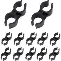 12Pcs Double Pipe Clamp Clips, H-Type Plastic Double Port Pipe Clamp Connection, Tube Clamps Clips Buckle, Shelf Pipe Linking Fastener Accessories (25mm Black)