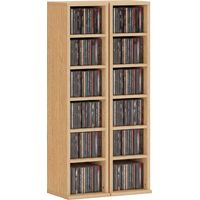 Set 2 Mobili Porta CD a 6 Ripiani Regolabili per 204 CD in Legno, 21x22.5x88.5 cm, Color Legno