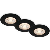 Set de 3 lampes encastrées plafond LED, lampes encastrées ultraplates, spots encastrés salle de bain, spots encastrés salle de bain IP65, noir mat, 90x25 mm (DxH)