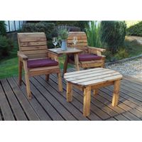 Hand Made Rustic Wooden Garden Furniture Twin Companion Set & Coffee Table
