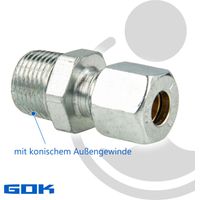 Schneidringverschraubung Typ GERK - Gerade Verschraubung Ø 12 mm x R 1/4 Zoll AG, konisch (R), Stahl verzinkt, Schneidring Messing