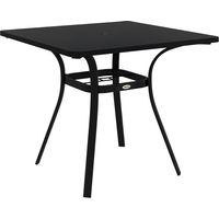 Table de salle à manger d'extérieur pour quatre personnes, structure en acier, 80 cm de long x 80 cm de large x 72 cm de haut, noire.