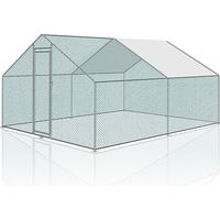 Swanew – Enclos poulailler 3 x 4 x 2 m en acier galvanisé – Parc grillagé avec serrure – Résistant aux intempéries – Pour petits animaux 12m²
