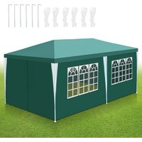 Randaco Tenda da campeggio da esterno 3x6 m Verde con telo in PE anti-UV, pareti laterali e montaggio semplice