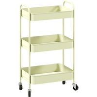 Meubles Cosy 3 Tier Metal Storage Trolley on Wheels Modern Utility Cart Light avocado