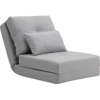 Poltrona Letto 3 in 1 Convertibile in Chaise Longue e Divano da Terra con 2 Cuscini, Grigio Chiaro