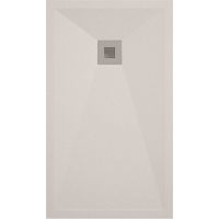 Mineralguss-Duschwanne extra flach ONDA Schieferoptik SAND 70x110 cm Ablaufschutz in Chrom