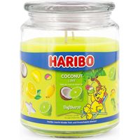 Haribo™ Duftkerze Coconut Lime, 2 Dochte, HxD: 13 x 10 cm, 100h Brenndauer, Kerze im Glas, Kokosnuss & Limette, gelb