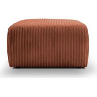 ELIO - Pouf en velours côtelé Terracotta 74x74x41