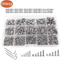 Jeu de Vis M3/M4/M5, 500pcs Vis et écrous hexagonale en Acier Inoxydable 304,Boulons pour Pièces Mécaniques