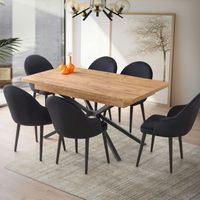 Table extensible effet chĂŞne pied central 160-200 cm JENA