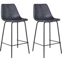 2erSet Barhockern LUCIEN im Vintage-Stil, dunkelgrau - Sitzhöhe 65cm