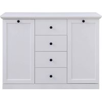 Sideboard Landhausstil weiß BERGAMA-19 mit Knopfgriffen schwarz, B/H/T: ca. 119/88/41 cm