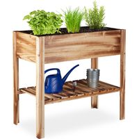 Relaxdays Fioriera in Legno, Scomparto, Aiuola a Cassetta da Terrazza, per Erbe Aromatiche, HLP 80x88x43,5cm, Fiammato