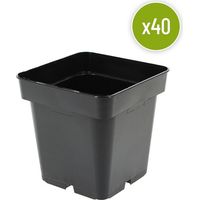 Lot de 40 POTS CARRÉS NOIRS 1L – Pots PVC rigides 11x11x11 cm