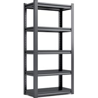 Estantería de 5 niveles, 183 cm x 90 cm x 40 cm, totalmente metálica, estilo industrial, capacidad de 650 kg, estantes ajustables, color negro
