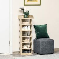 Étagère à chaussures étroite à 7 niveaux, pouvant contenir 6 paires de chaussures, pour entrée, chambre et couloir, 32 x 30 x 104 cm, chêne