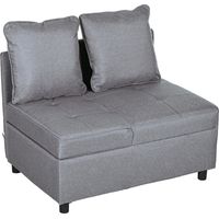 Poltrona letto 3 en 1 schienale reclinabile tessuto effetto lino legno grigio scuro 98x71x67 cm