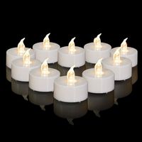 Lot de 24 bougies chauffe-plat à piles - Bougies chauffe-plat à LED réalistes et lumineuses - Sans flamme,Blanc chaud