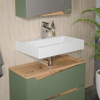 Mueble bajo lavabo Marelle, Verde/Artesano, 80 x 57.5 cm con 2 cajones, Vicco
