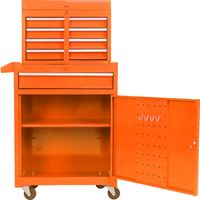Tiroir mobile à outils 5 tiroirs, chariot d’atelier avec roulettes, plateau supérieur amovible et étagères réglables – Boîte à outils garage orange