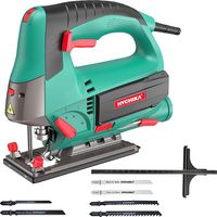 Stichsäge 800 W Maximale Schnitttiefe 110 mm, 800-3000SPM Hychika Elektro-Stichsäge mit Laser, 6 variable Geschwindigkeiten und 0-3 Orbitalposition, 6 Sägeblätter, Fasenschnitt: -45° bis 45°, Koffer.